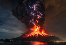 foudre volcanique image IA