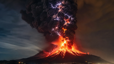 foudre volcanique image IA